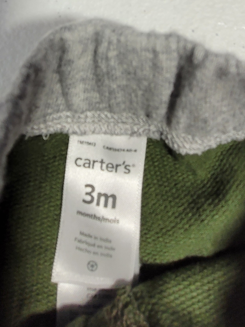 Carter's Olive Green Baby Pants with Gray Waistband - Picture 2 of 3